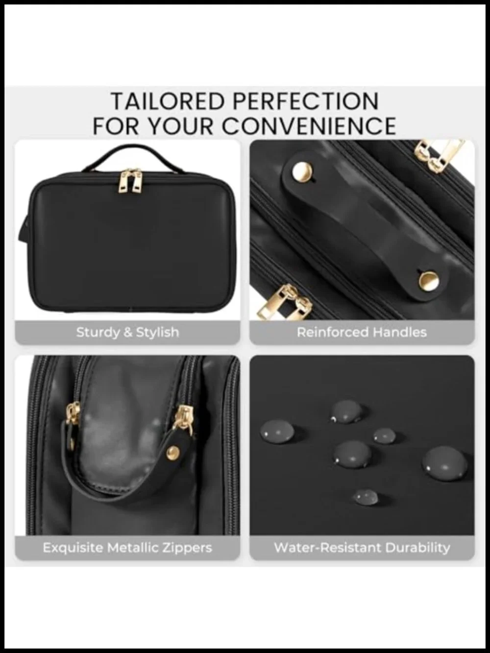 Large Capacity Waterproof Cosmetic Travel Bag with Brush Holder
